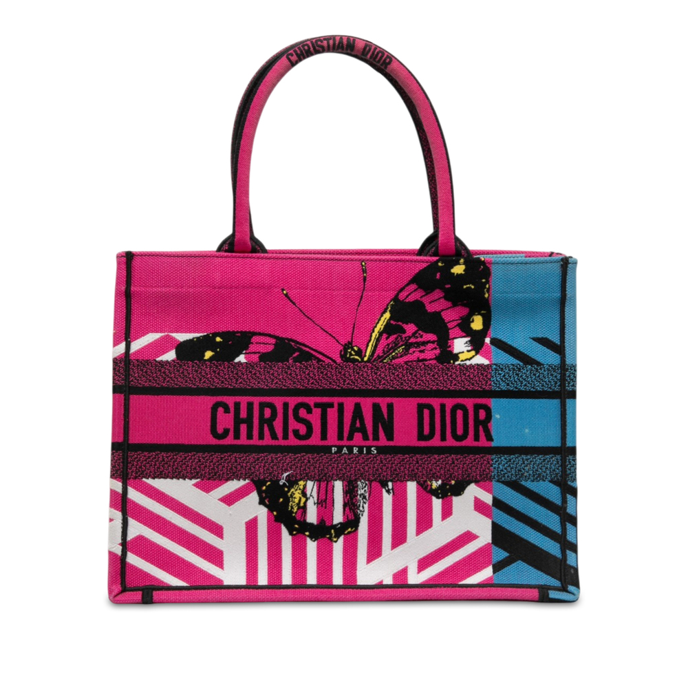 Pre-Loved Dior Medium Embroidered Canvas Butterfly D Jungle Pop Book Tote